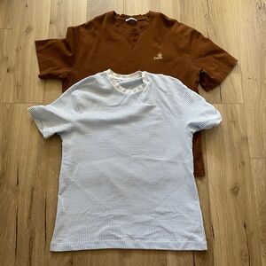 Bundle pair lot two Zara seersucker ultra heavyweight denimwear t shirts M L